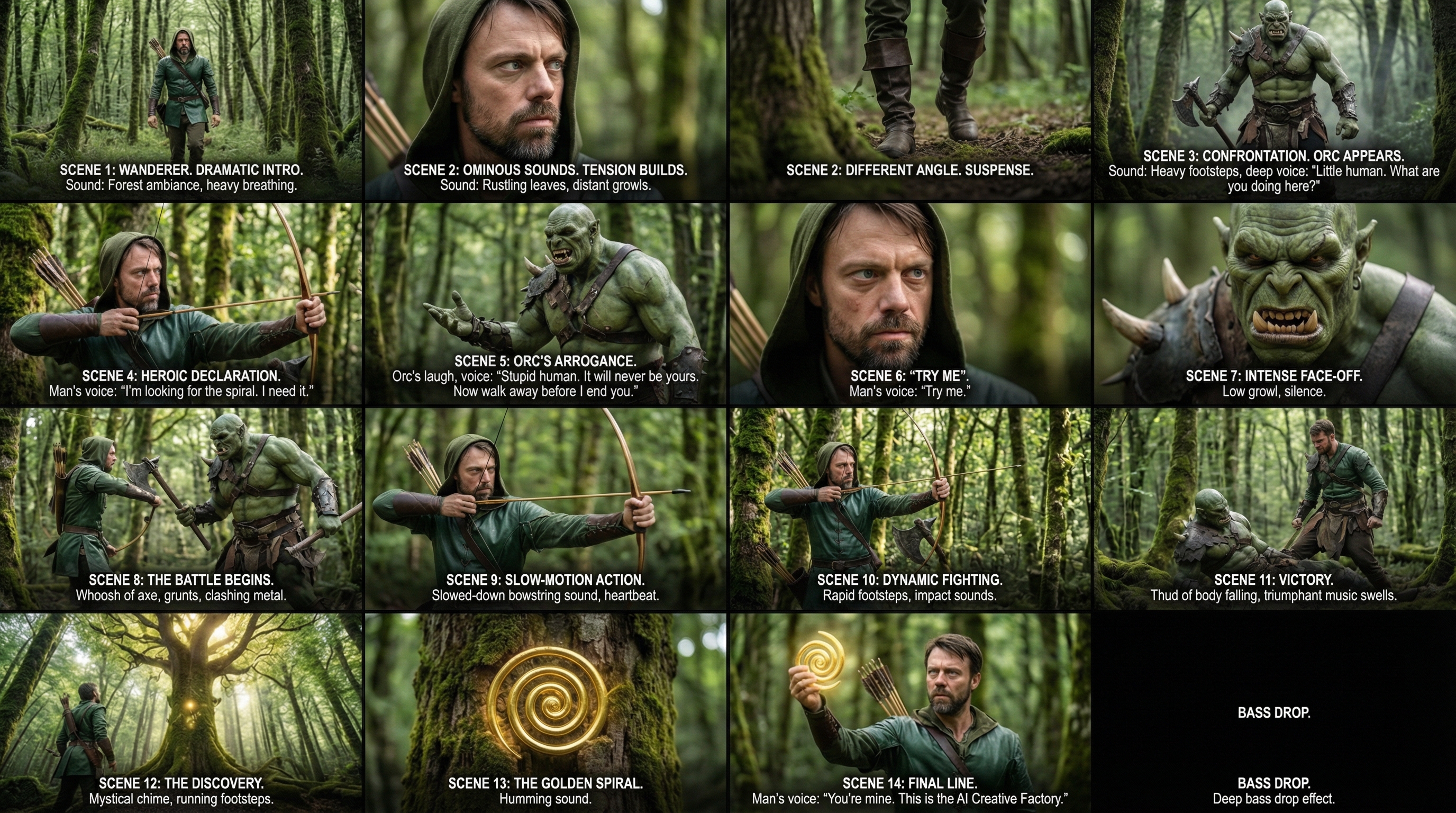 Storyboard frame — fantasy concept for a gaming brand