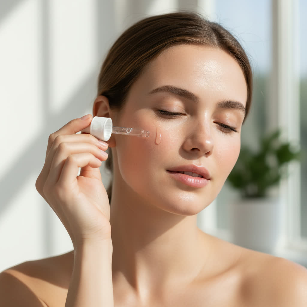 Close-up beauty portrait, glowing skin, natural light. AI-generated